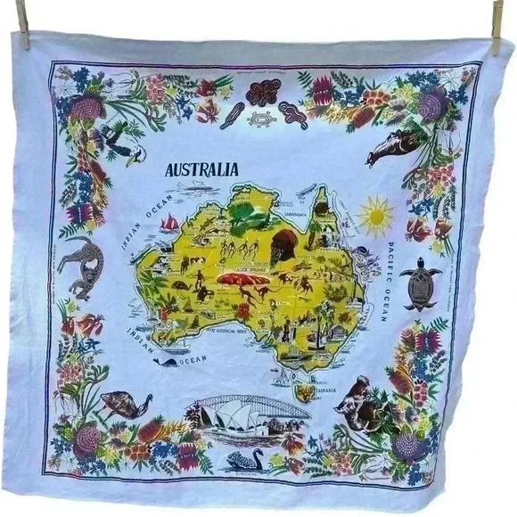 Vintage Australia Map Wall Hanging Tapestry Art - Picture 2 of 9